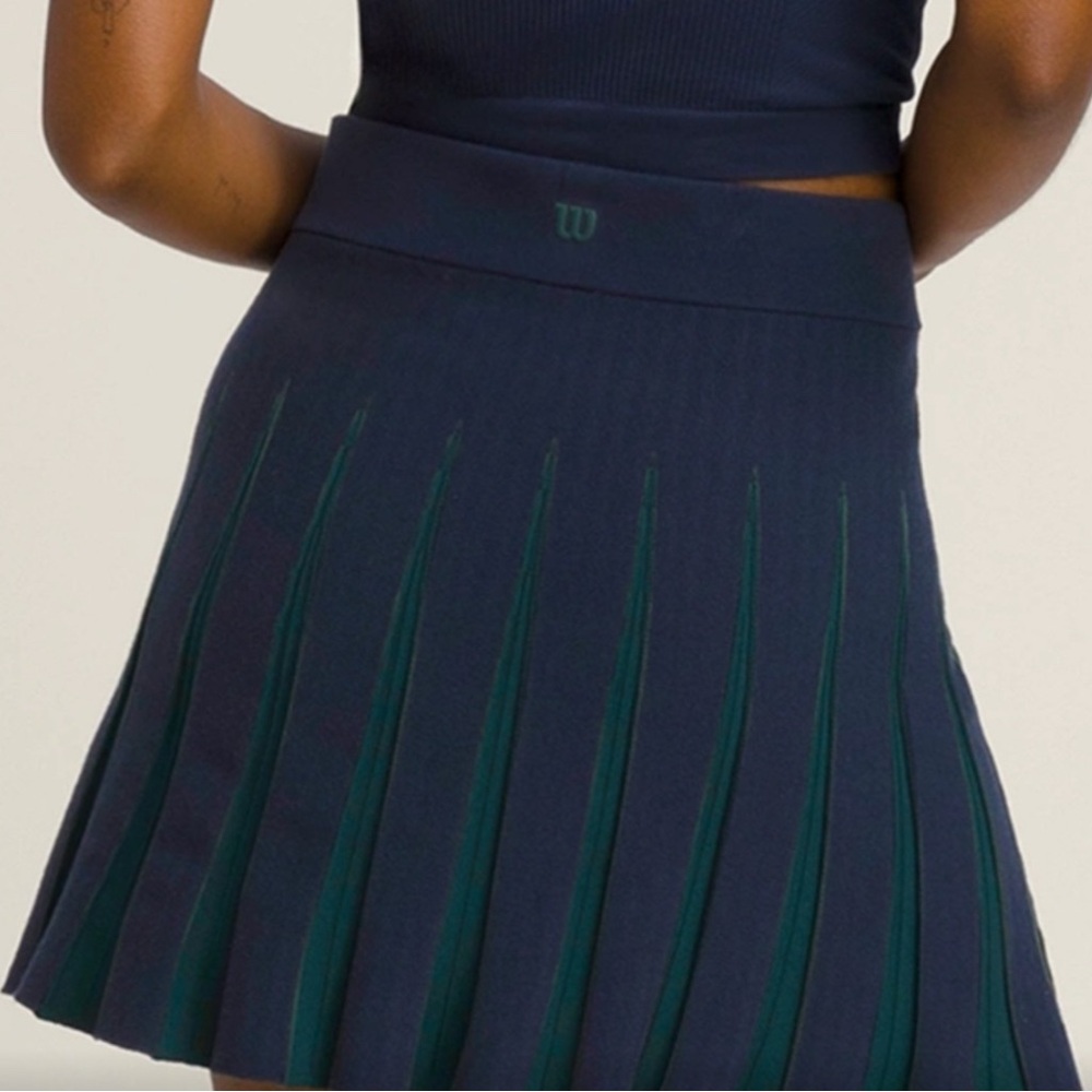 Wilson Navy and Green Pleated Skirt